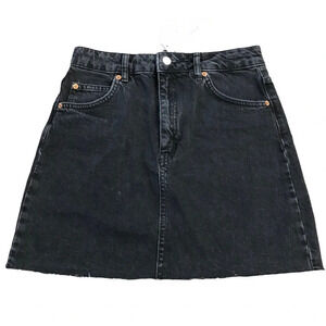NWT Topshop Womens US 6 black Denim Mini Skirt Considered Nordstrom New UK 10